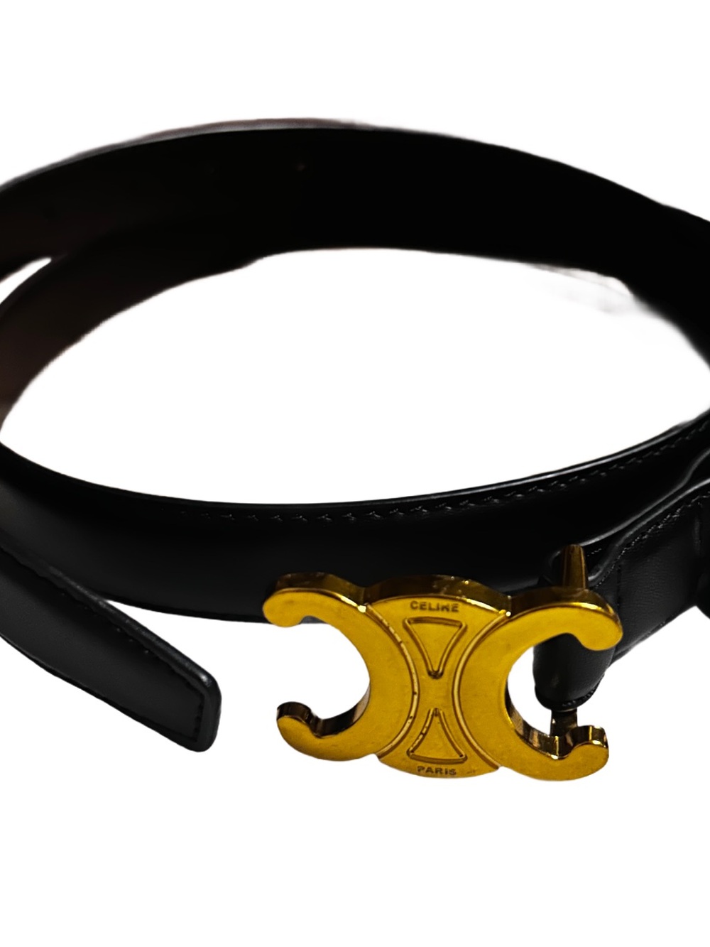 Celine Paris ~ Women’s Medium (105) ~ Italy ~ Black Leather W/ Gold Buckle Belt